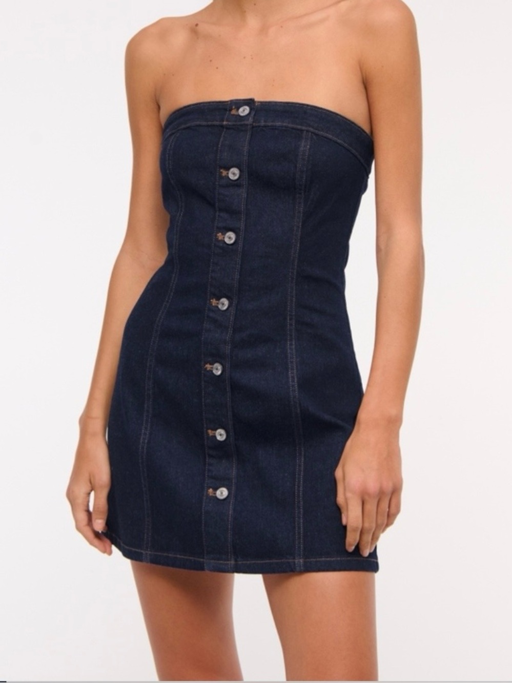 Abercrombie and fitch Strapless Dark
Denim Button-Front Dress